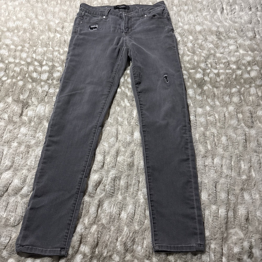 Liverpool Womens Skinny Jeans Distressed Denim Pocket Stretch Gray 8/29